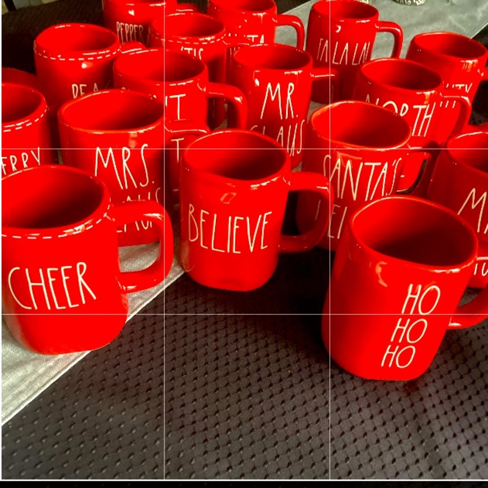 Used once , red Rae Dunn Christmas mugs.